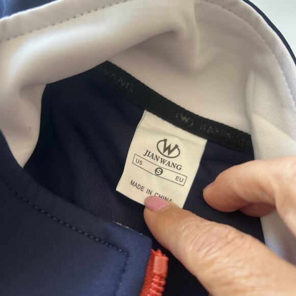 Jian Wang Medium Track Suit Jacket Jogging Pants Athleisure 90’s Y2K Navy Blue - Picture 8 of 16